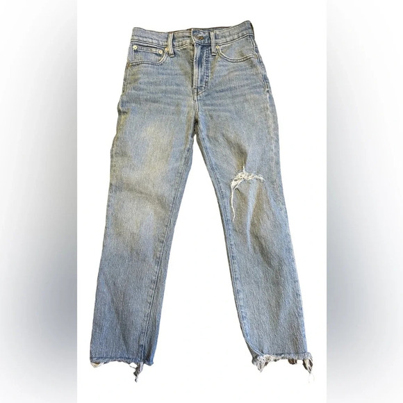 Madewell Denim - Madewell The Perfect Vintage Jean Straight Leg Jeans Size 24P distressed raw hem